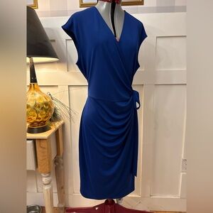 Elegant Blue Draped Dress